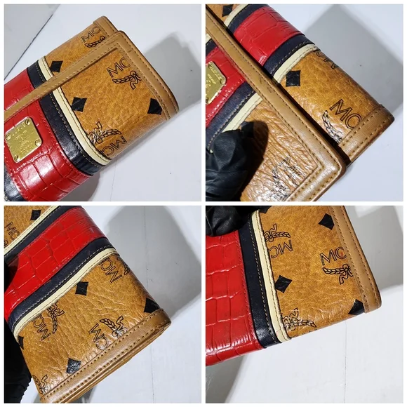 MCM Women's Tan and Red Leather Wallet - Picture 11 of 16